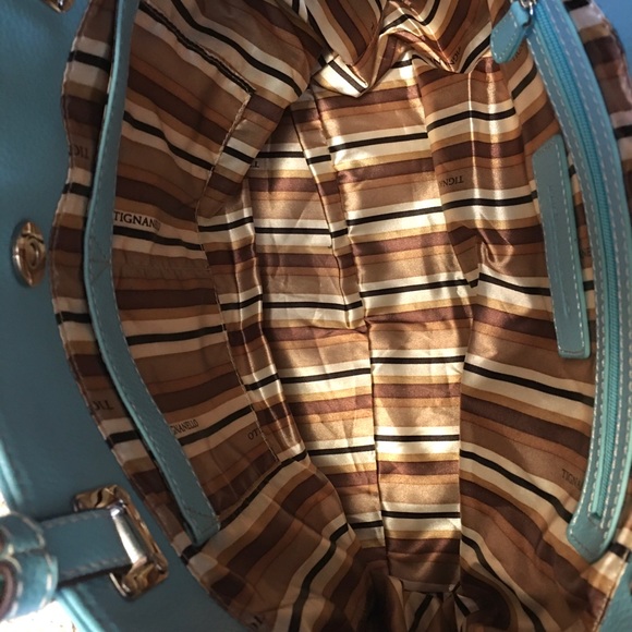 NWOT - Tignanello Hobo Aqua Pebble Leather Shopper - Picture 4 of 8